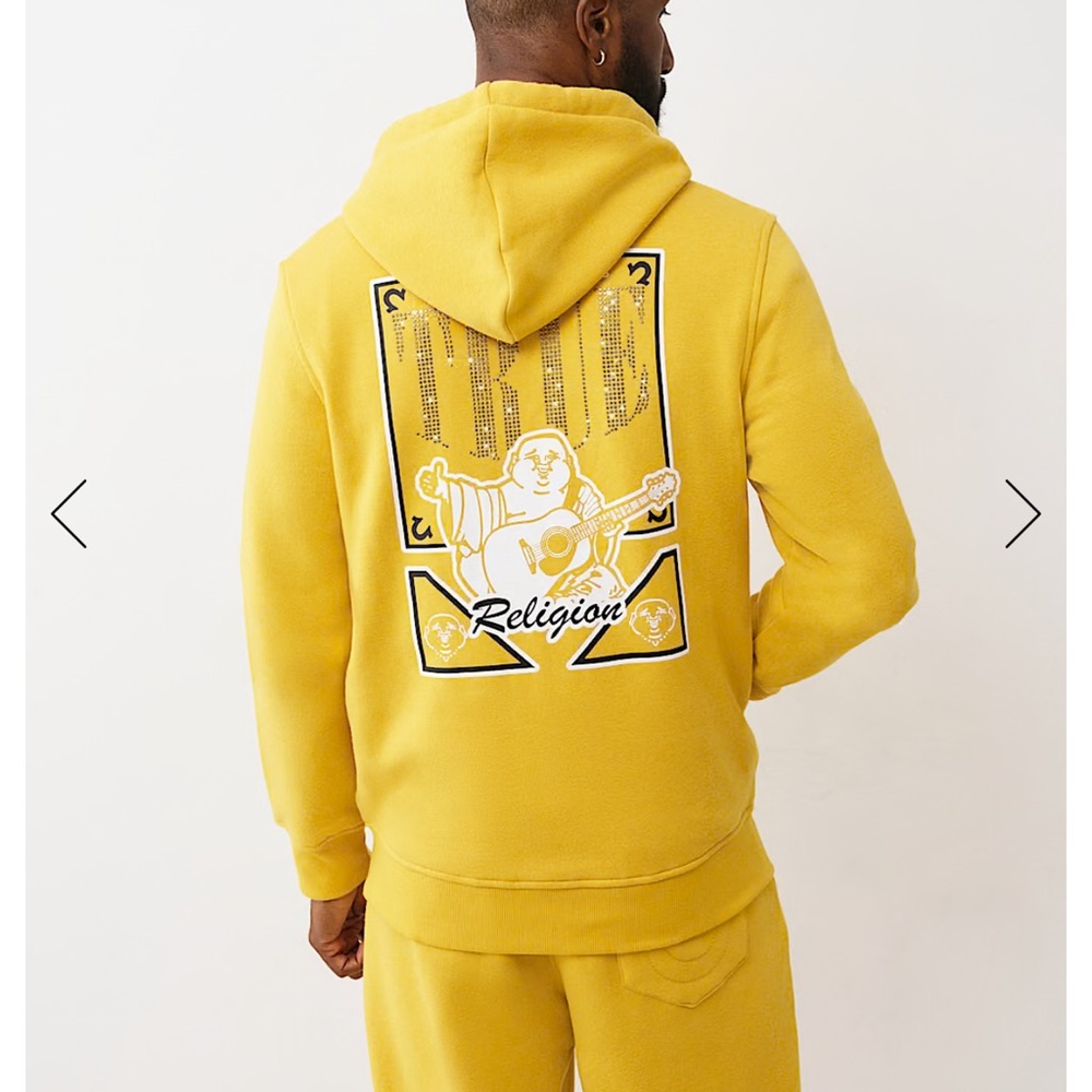 True Religion Men’s Buddha Card Zip Hoodie • Graphic Logo• Full Zip• NWT